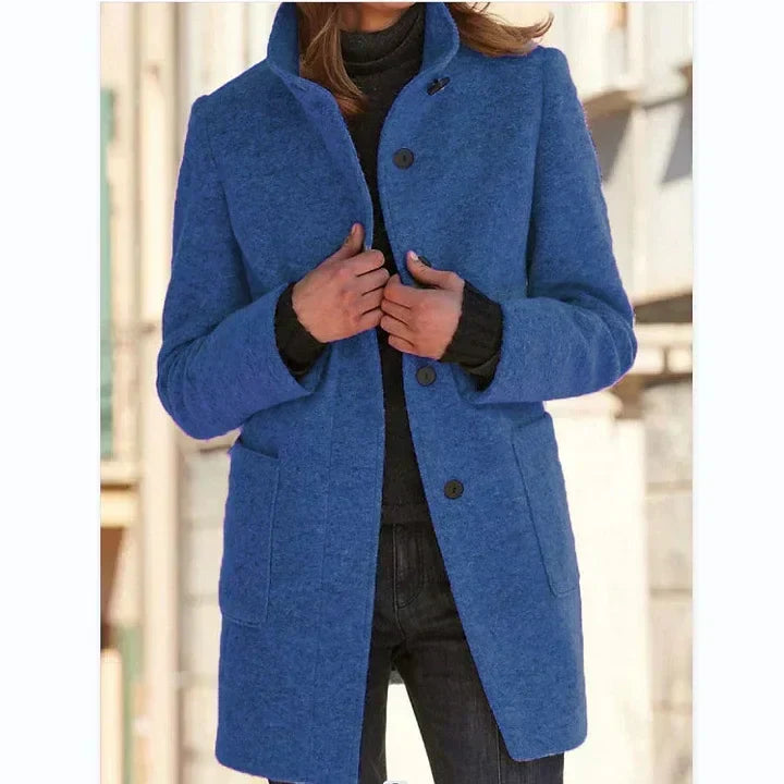 Margot | Women's Wool-Blend Stand Collar Button Front Coat for Women