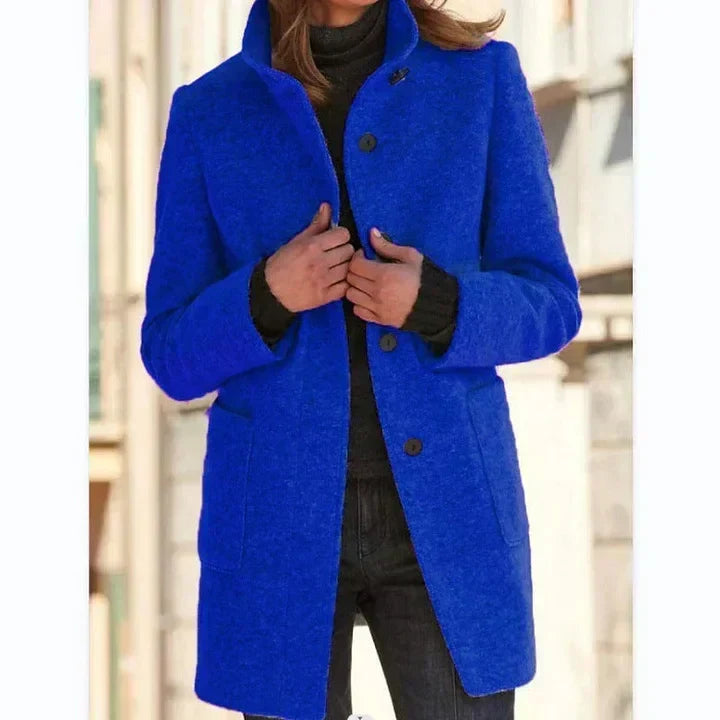 Margot | Women's Wool-Blend Stand Collar Button Front Coat for Women