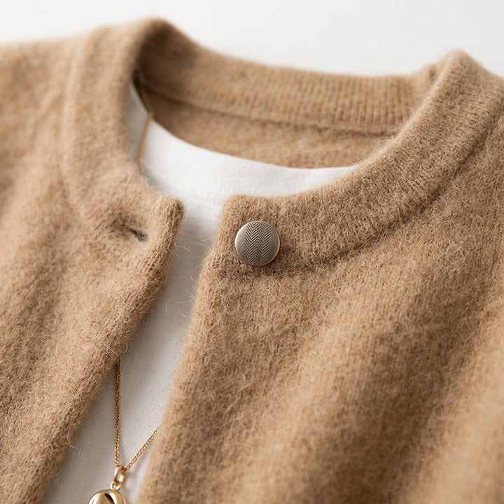Siena Cashmere Cardigan in Camel - Relaxed Fit Button-Front Knit