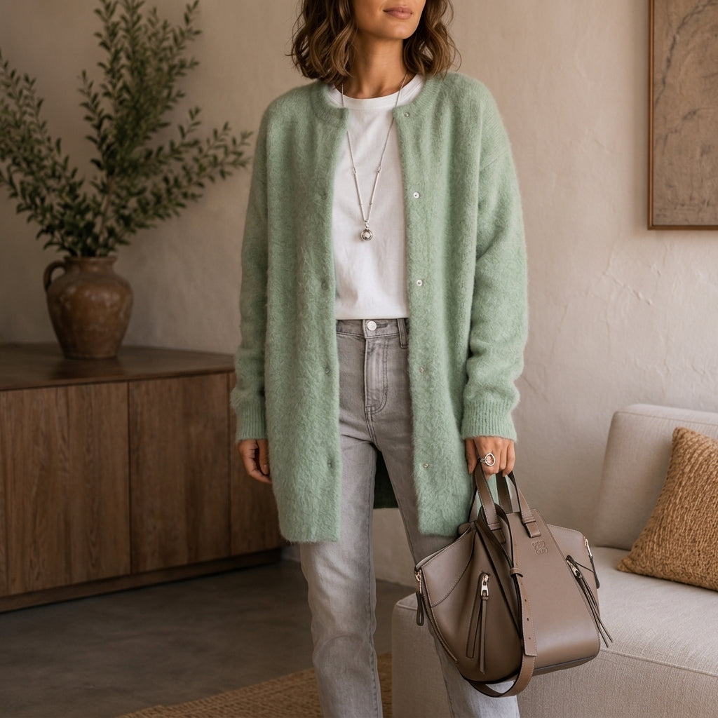 Siena Cashmere Cardigan in Camel - Relaxed Fit Button-Front Knit