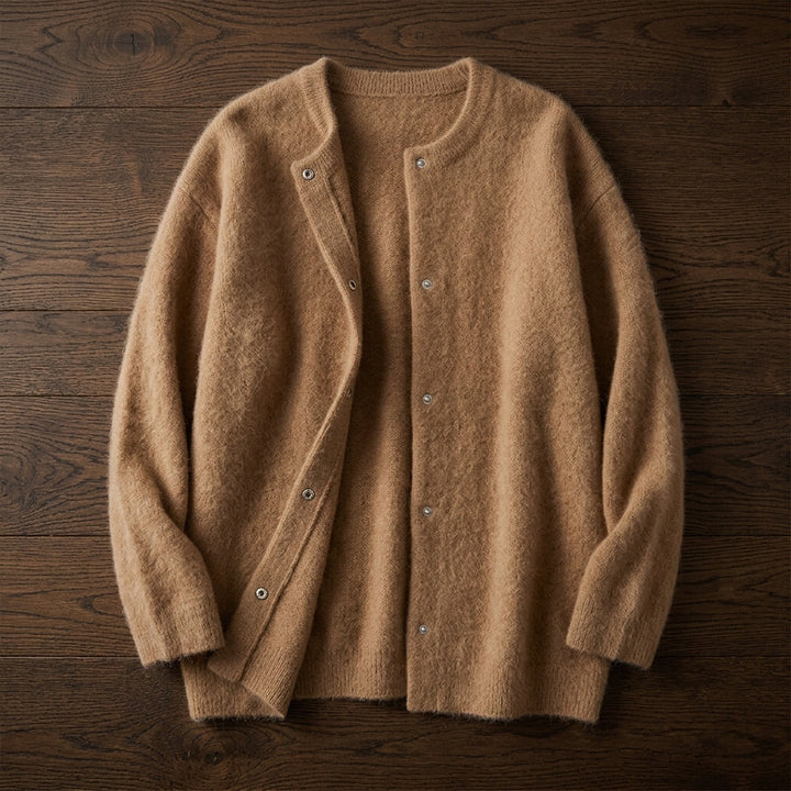 Siena Cashmere Cardigan in Camel - Relaxed Fit Button-Front Knit
