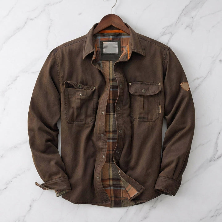 Marcus | Flannel-Lined Waxed Cotton Shirt Jacket for Men
