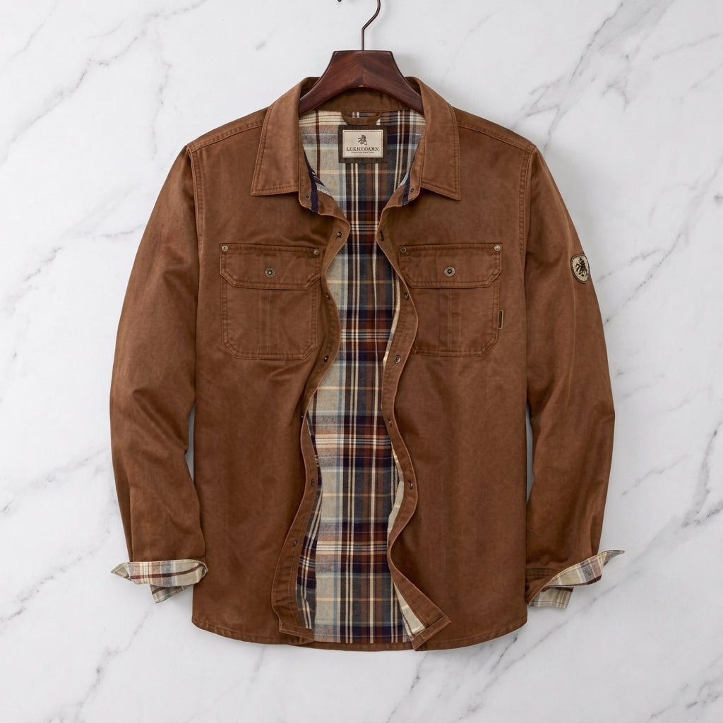 Marcus | Flannel-Lined Waxed Cotton Shirt Jacket for Men