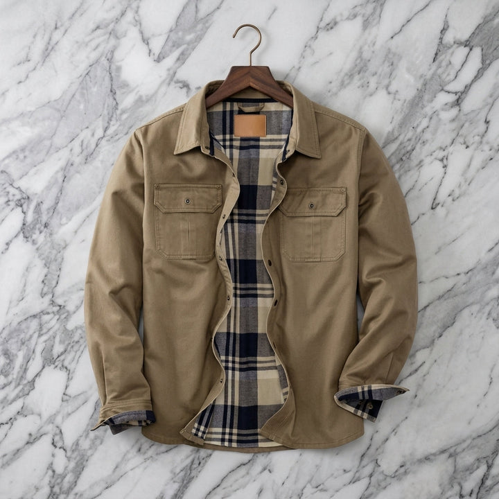 Marcus | Flannel-Lined Waxed Cotton Shirt Jacket for Men