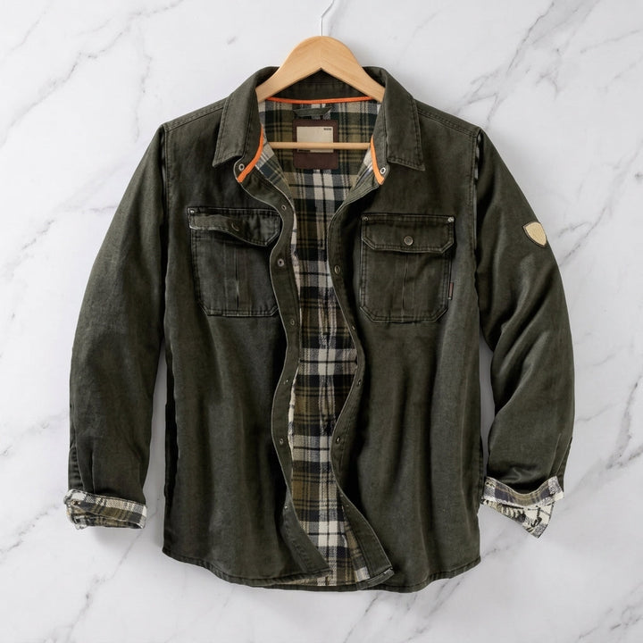 Marcus | Flannel-Lined Waxed Cotton Shirt Jacket for Men