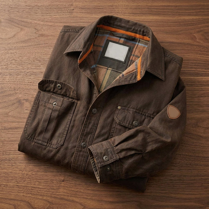 Marcus | Flannel-Lined Waxed Cotton Shirt Jacket for Men