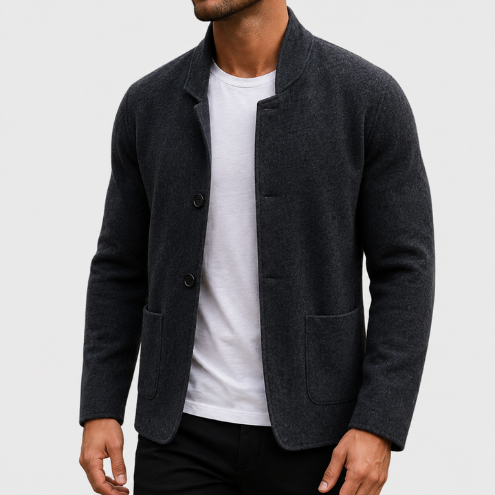 Men's Slim Fit Knit Blazer Cardigan in Heather Gray