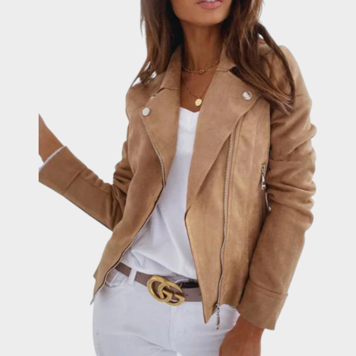 Camille | Faux Suede Moto Zip Jacket for Women