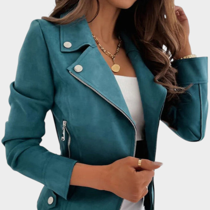 Camille | Faux Suede Moto Zip Jacket for Women