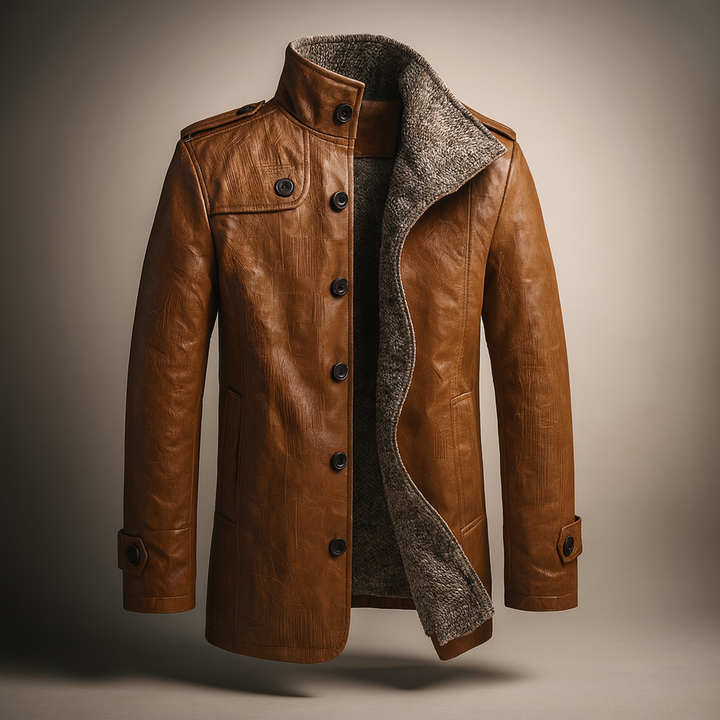 Bronson Men's Brown Leather Jacket with Sherpa Fleece Lining