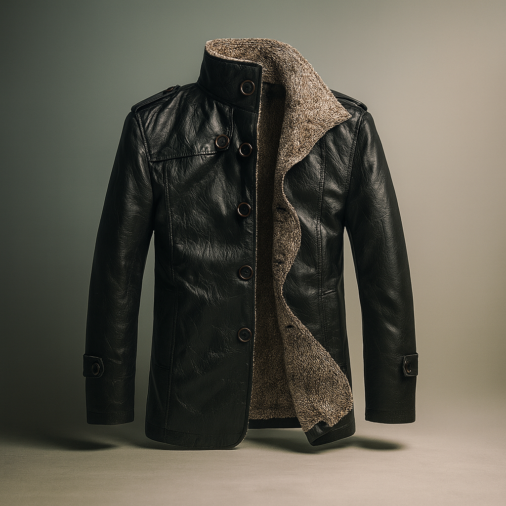 Bronson Men's Brown Leather Jacket with Sherpa Fleece Lining