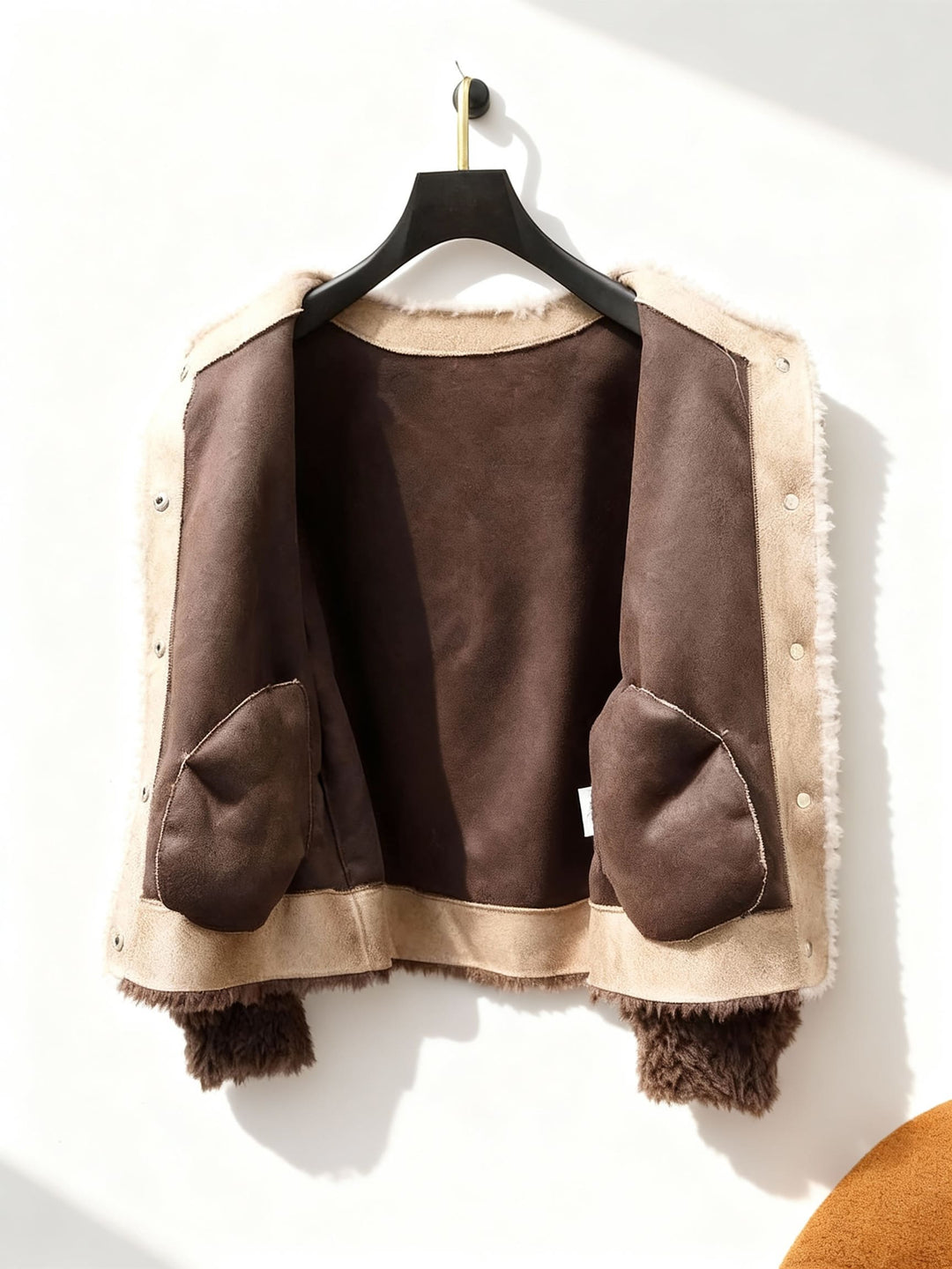 Bellamy Two-Tone Sherpa Fleece Cardigan Jacket with Contrast Trim