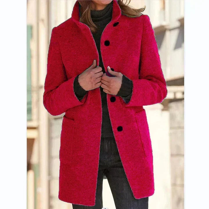Margot | Women's Wool-Blend Stand Collar Button Front Coat for Women