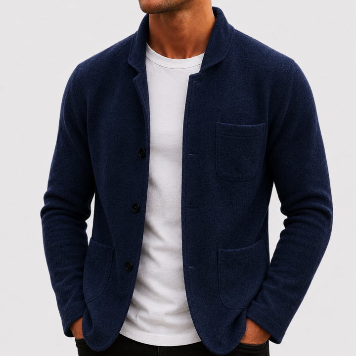 Men's Slim Fit Knit Blazer Cardigan in Heather Gray