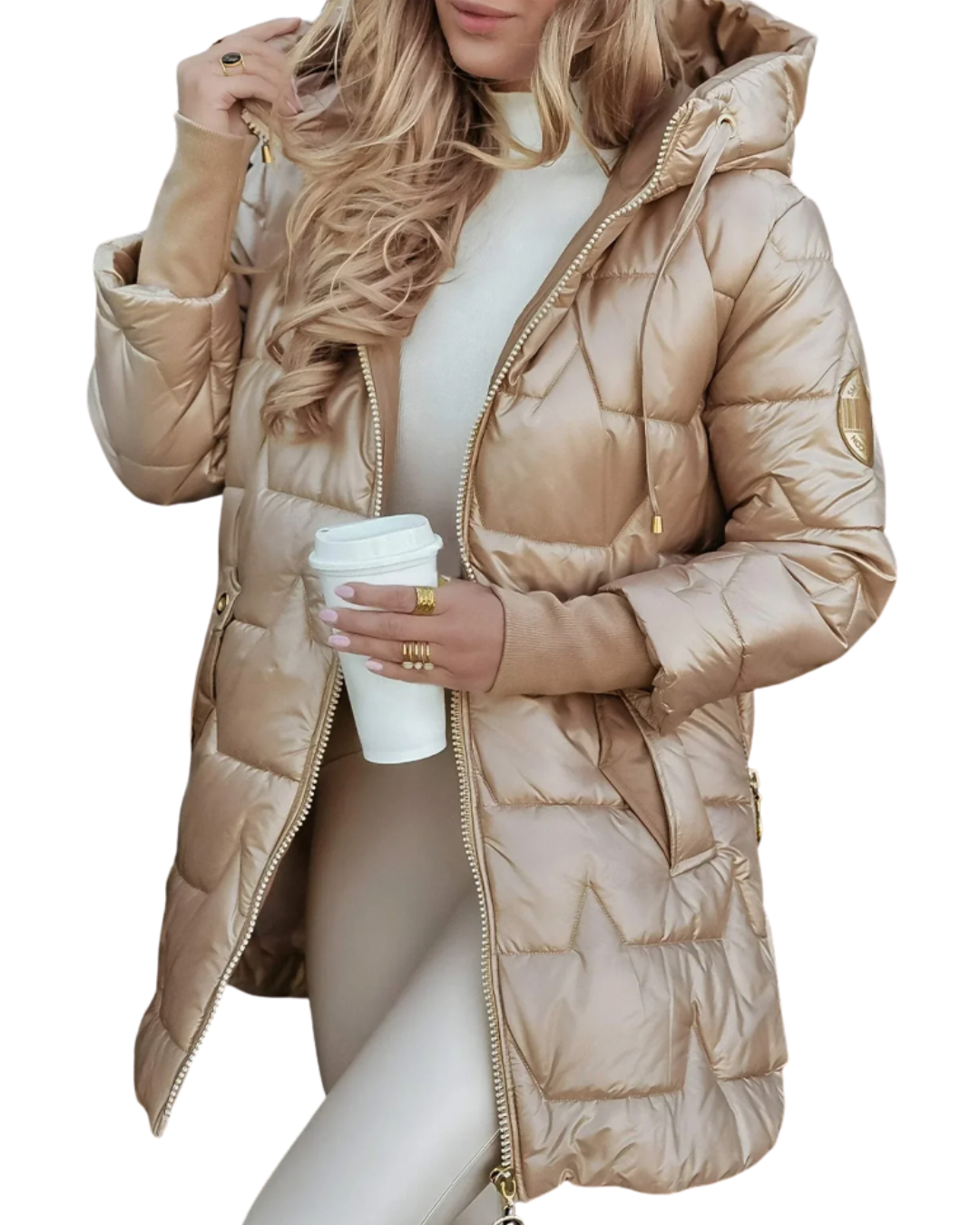 Natalie | Quilted Hooded Puffer Coat Mid-Length for Women