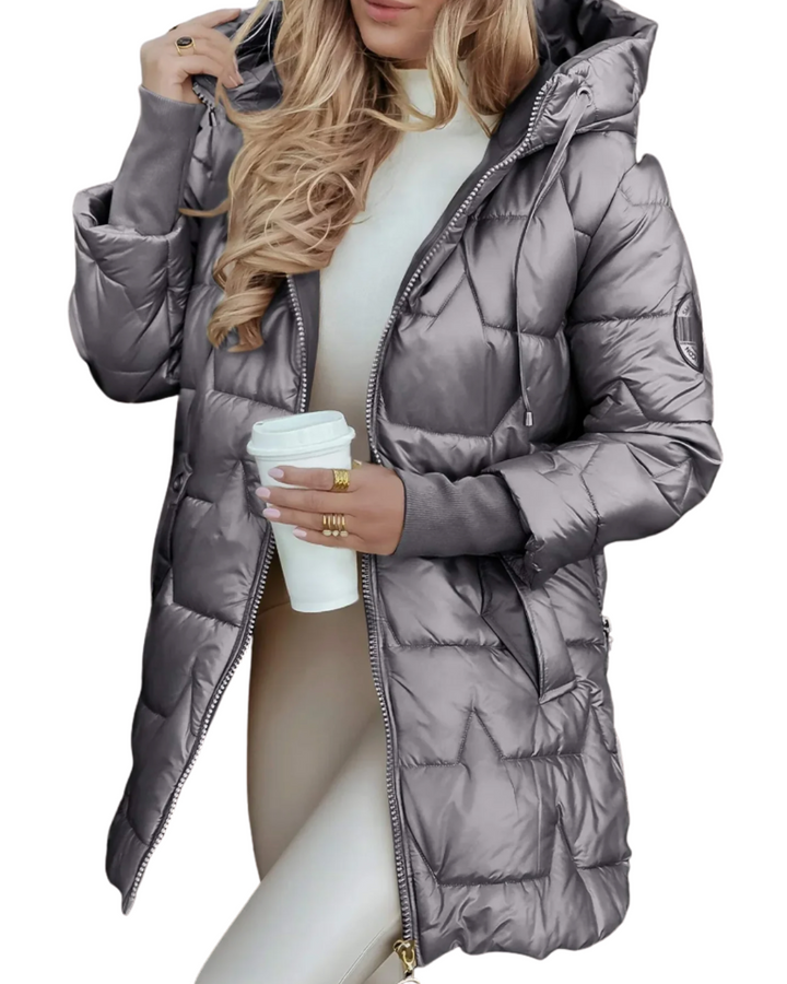 Natalie | Quilted Hooded Puffer Coat Mid-Length for Women