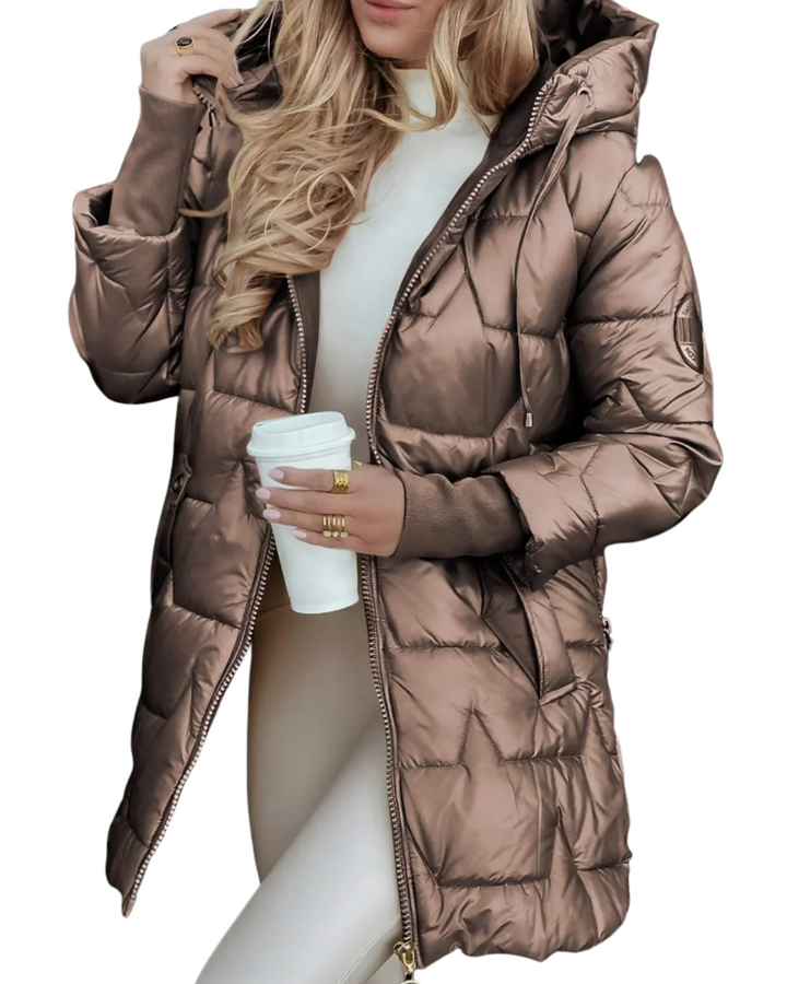 Natalie | Quilted Hooded Puffer Coat Mid-Length for Women