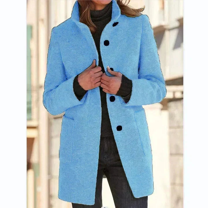 Margot | Women's Wool-Blend Stand Collar Button Front Coat for Women