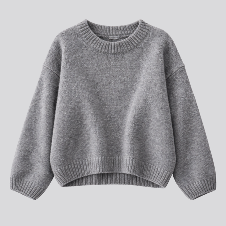 Women's Oversized Merino Wool Crew Neck Sweater in Black