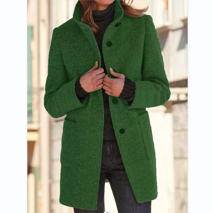 Margot | Women's Wool-Blend Stand Collar Button Front Coat for Women