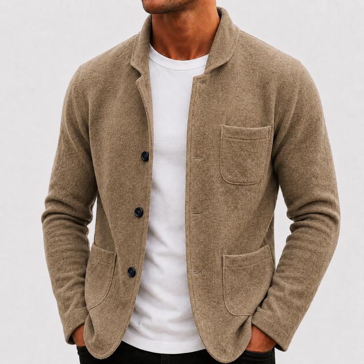 Men's Slim Fit Knit Blazer Cardigan in Heather Gray