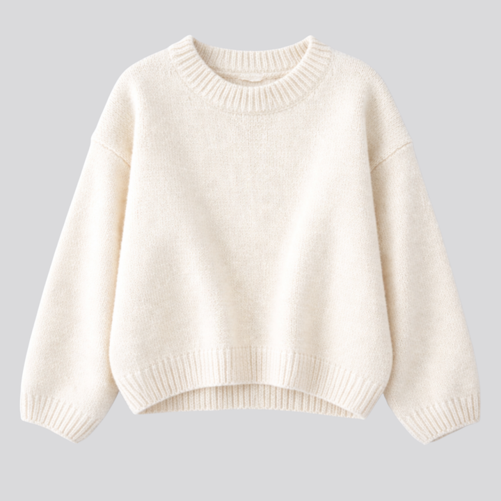 Women's Oversized Merino Wool Crew Neck Sweater in Black