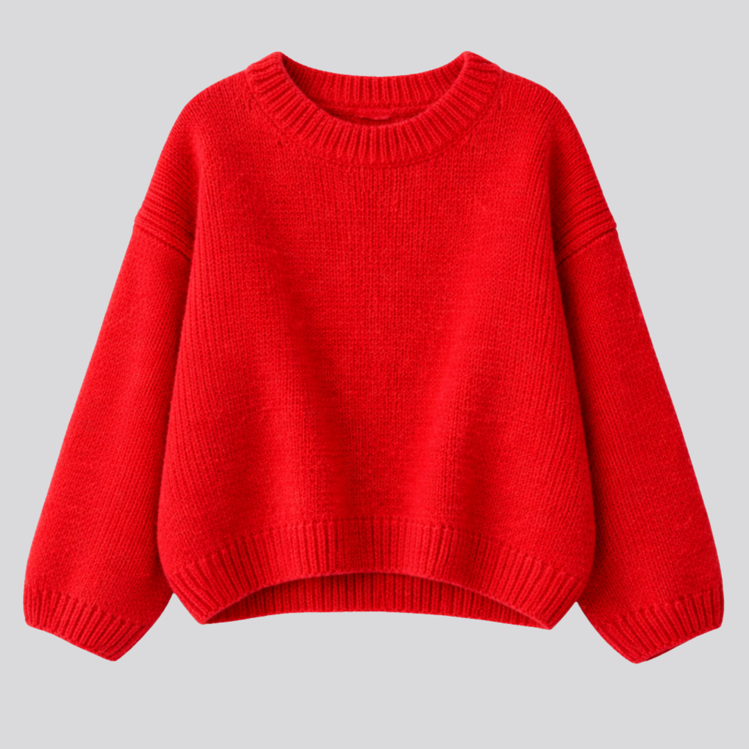 Women's Oversized Merino Wool Crew Neck Sweater in Black