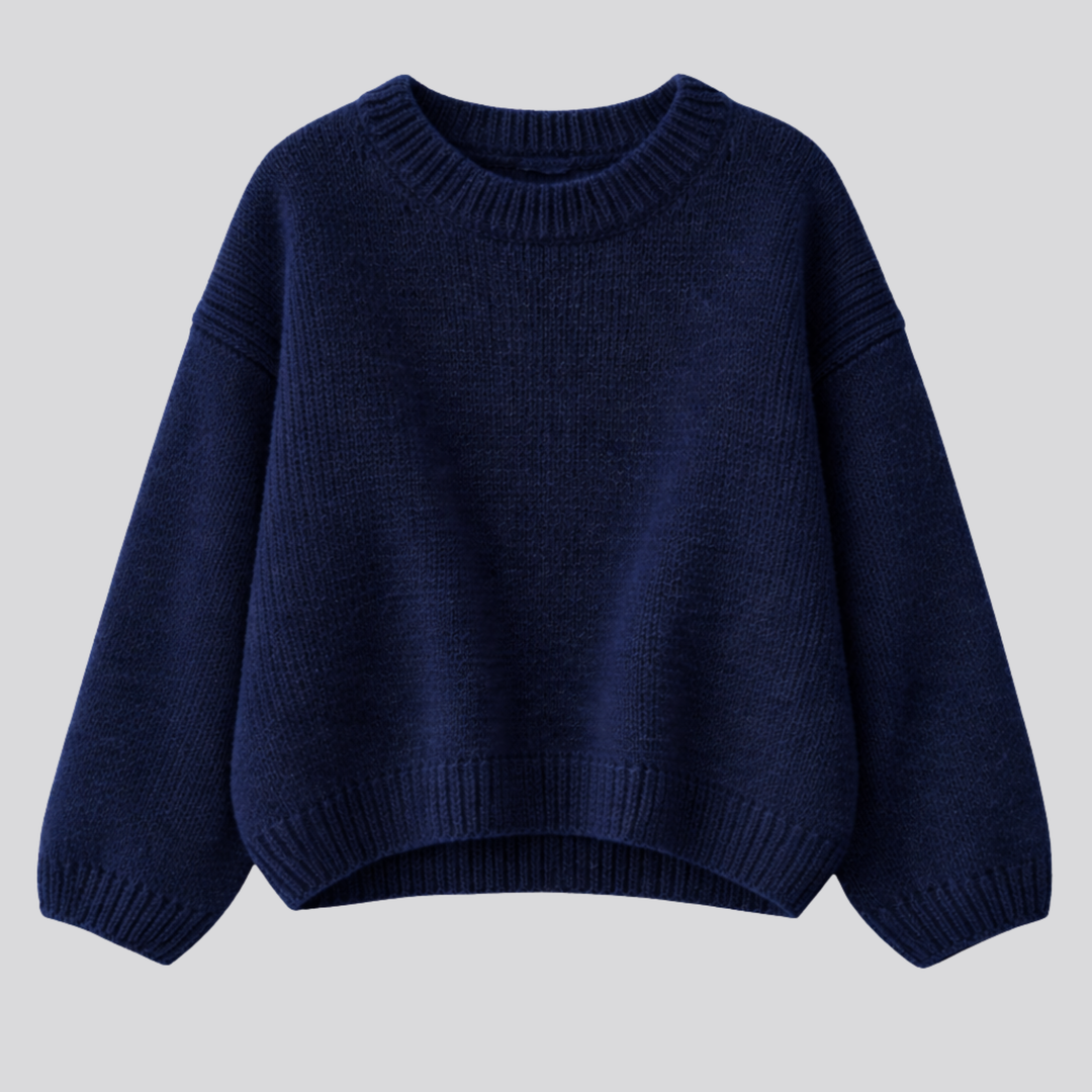 Women's Oversized Merino Wool Crew Neck Sweater in Black