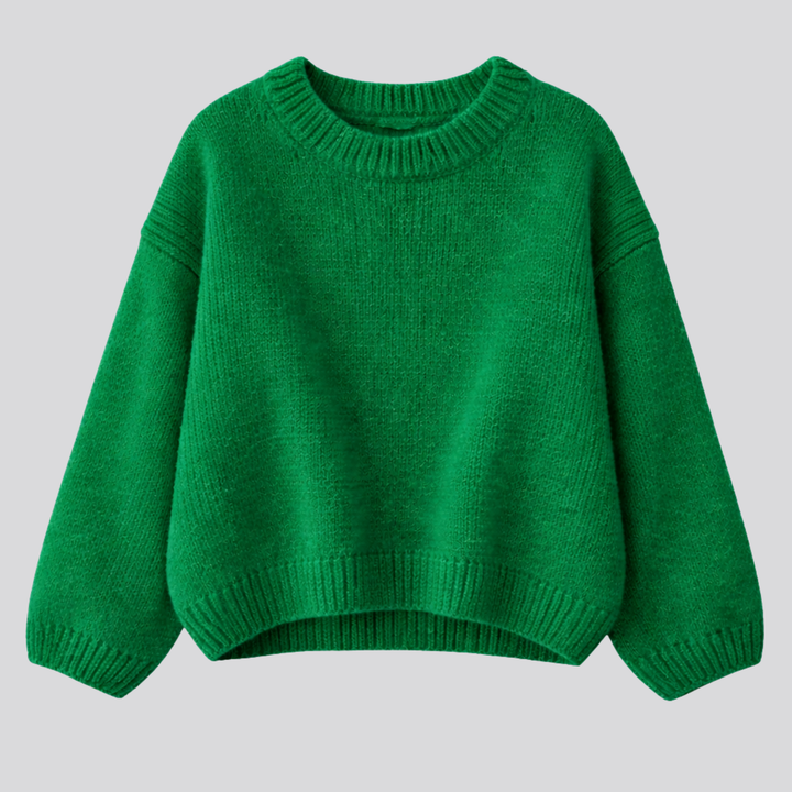 Women's Oversized Merino Wool Crew Neck Sweater in Black