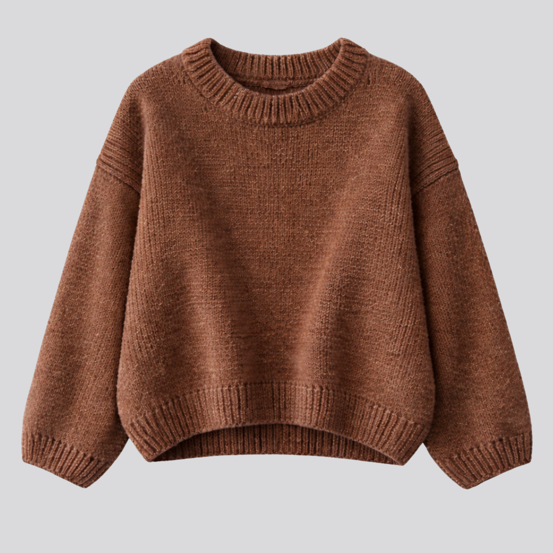 Women's Oversized Merino Wool Crew Neck Sweater in Black