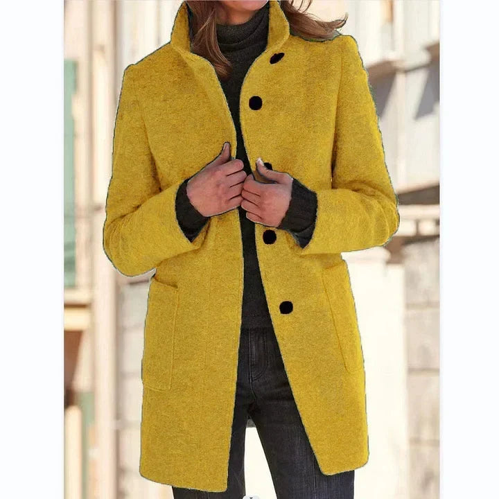 Margot | Women's Wool-Blend Stand Collar Button Front Coat for Women