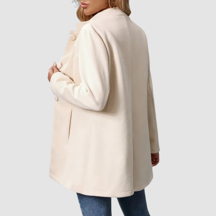 Women's Stand Collar Blazer Coat with Button Front and Side Pockets