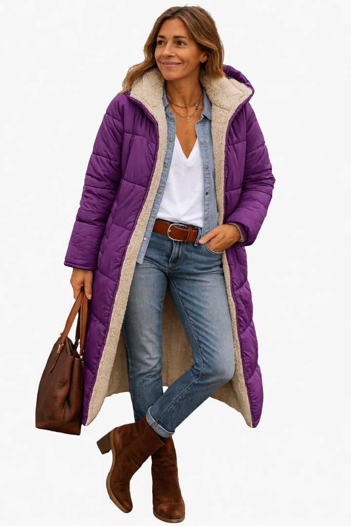 Natalie | Quilted Fleece-Lined Long Puffer Coat for Women
