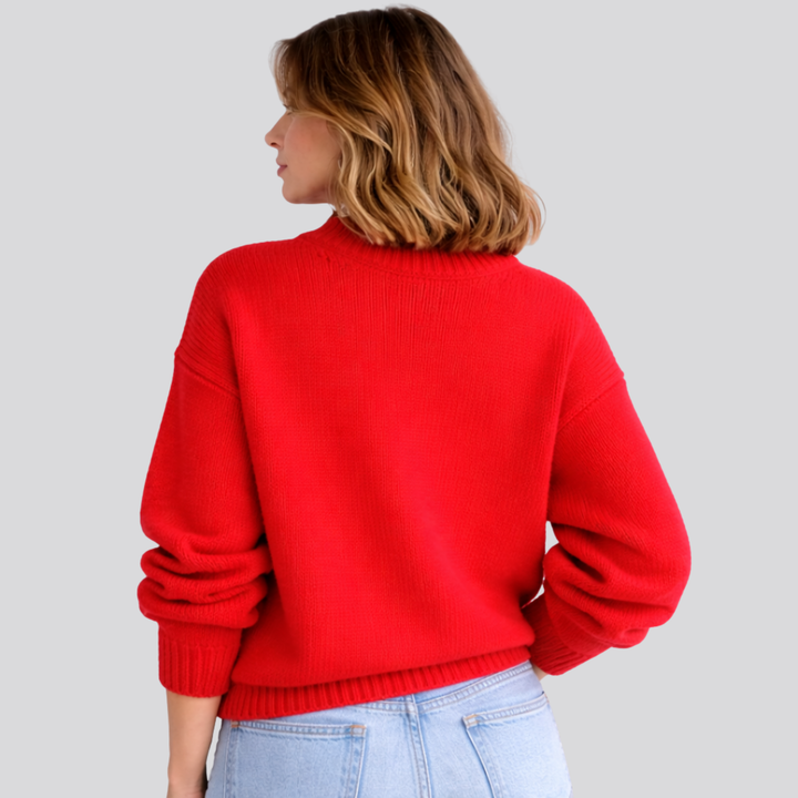 Women's Oversized Merino Wool Crew Neck Sweater in Black