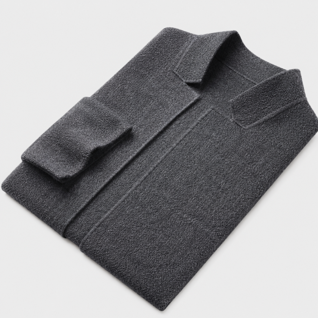 Men's Slim Fit Knit Blazer Cardigan in Heather Gray