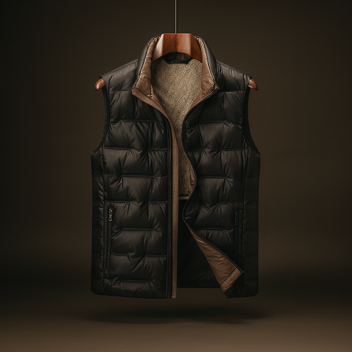 Axton Men's Duck Down Quilted Puffer Vest in Burgundy