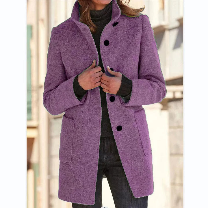Margot | Women's Wool-Blend Stand Collar Button Front Coat for Women