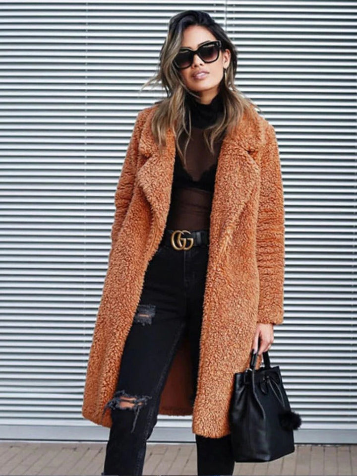 Natalie | Long Plush Teddy Fleece Coat for Women