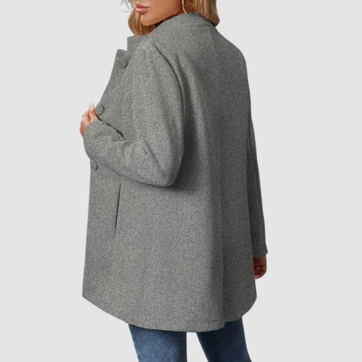Women's Stand Collar Blazer Coat with Button Front and Side Pockets