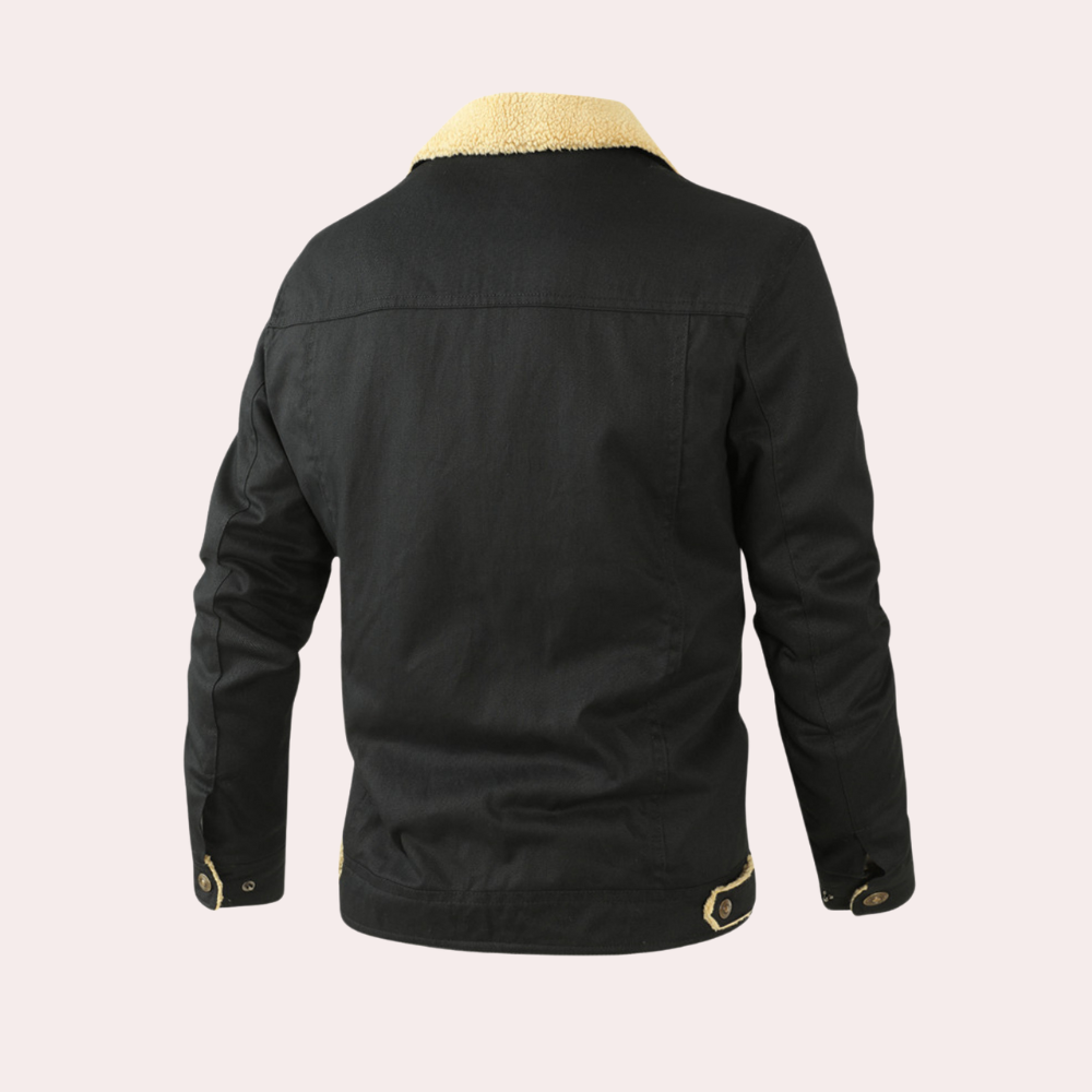 Men's Fleece-Lined Outdoor Utility Jacket with Chest Pockets