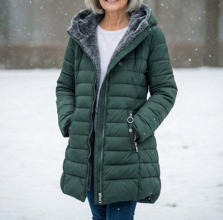 Cecilia Women's Fleece-Lined Quilted Puffer Coat with Hood