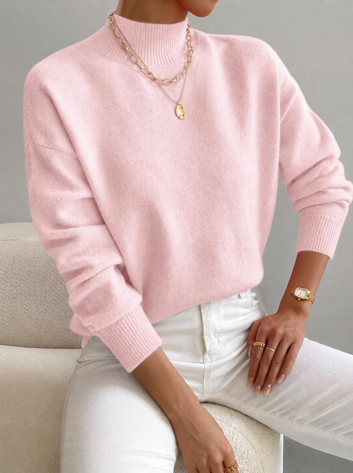 Women's Classic Mock Turtleneck Knit Sweater in Sage Green