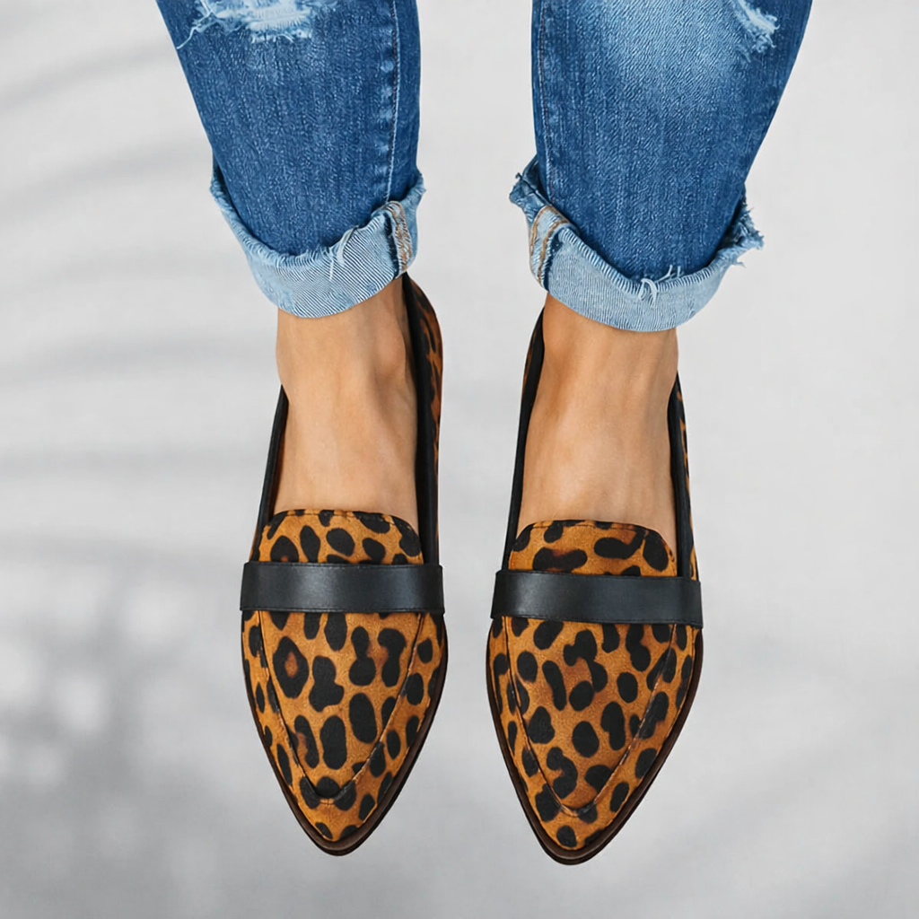 Women's Black Suede Pointed-Toe Penny Loafer Flats