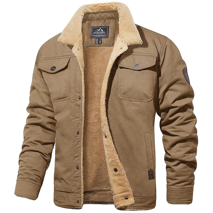 Men's Fleece-Lined Outdoor Utility Jacket with Chest Pockets
