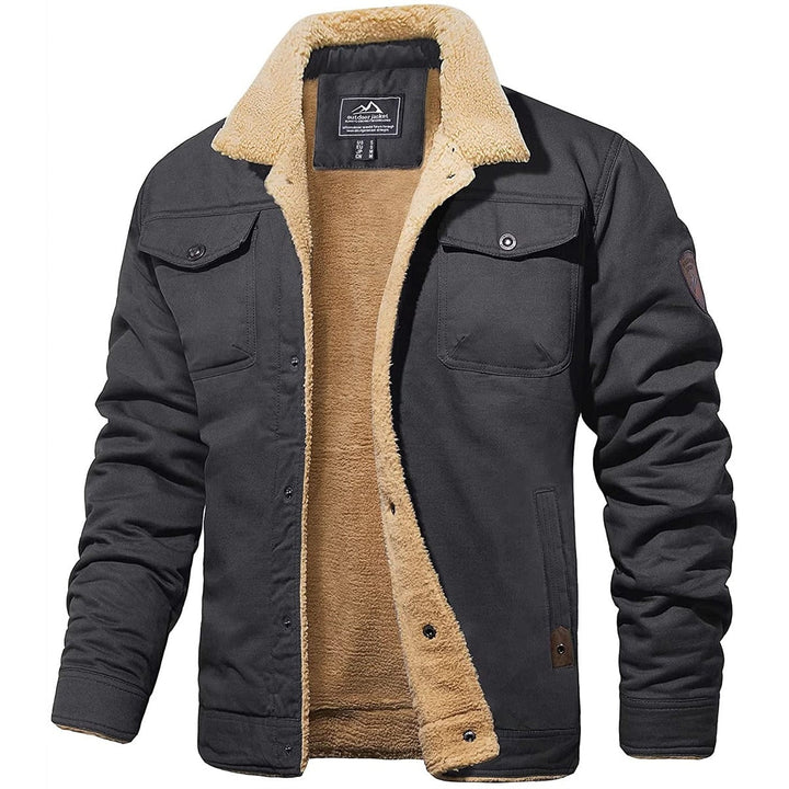 Men's Fleece-Lined Outdoor Utility Jacket with Chest Pockets