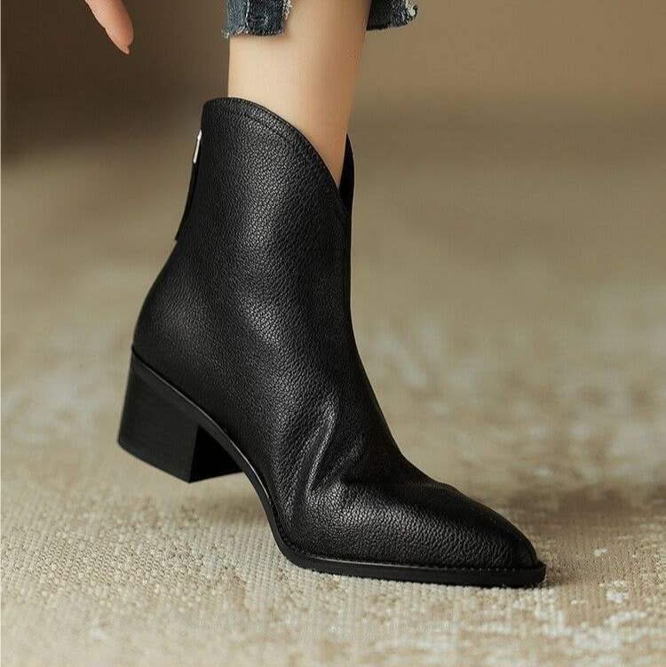 Adeline Women's Pointed Toe Ankle Boots with Block Heel