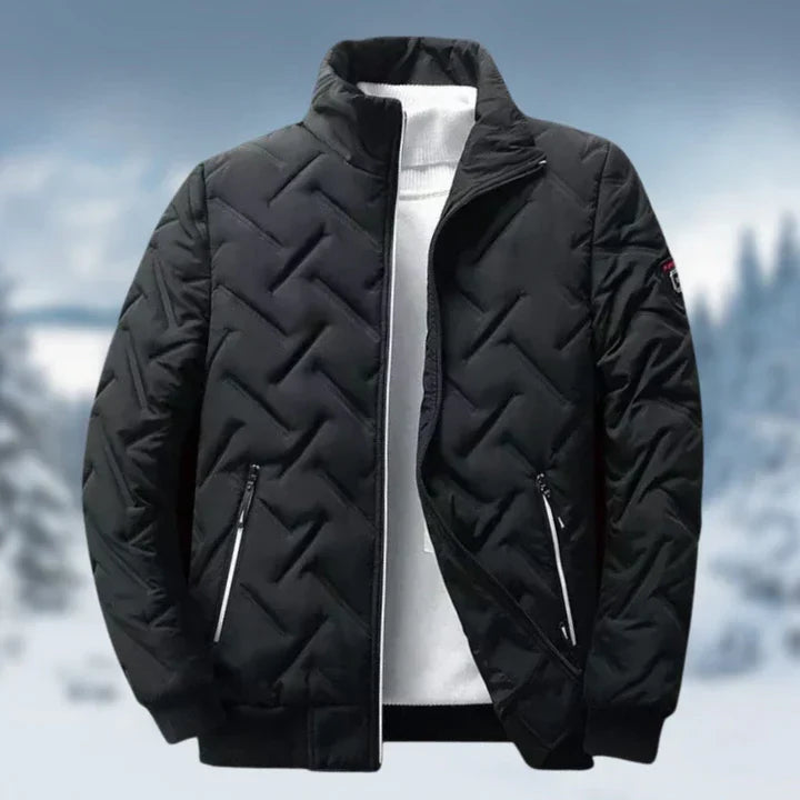 Emery Men's Quilted Insulated Puffer Jacket with Stand Collar in Black