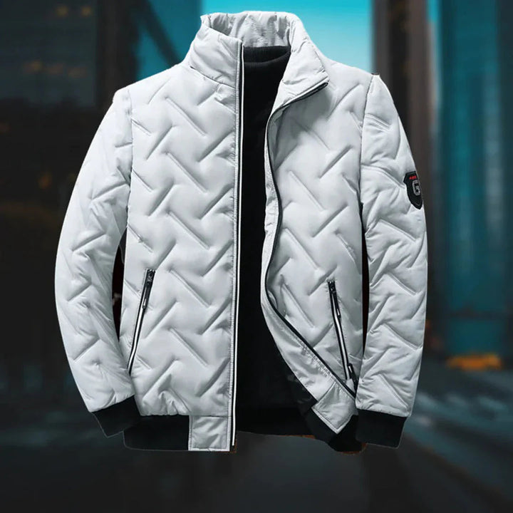 Emery Men's Quilted Insulated Puffer Jacket with Stand Collar in Black