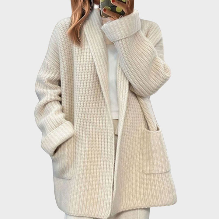 Florence Women's Open Front Chunky Knit Cardigan with Pockets