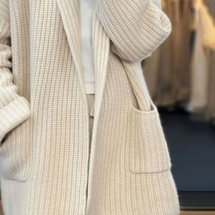 Florence Women's Open Front Chunky Knit Cardigan with Pockets